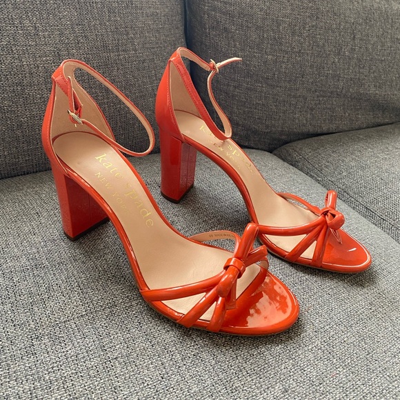 Kate Spade Flamenco Bow Patent Leather Ankle Strap Sandals - Picture 1 of 7